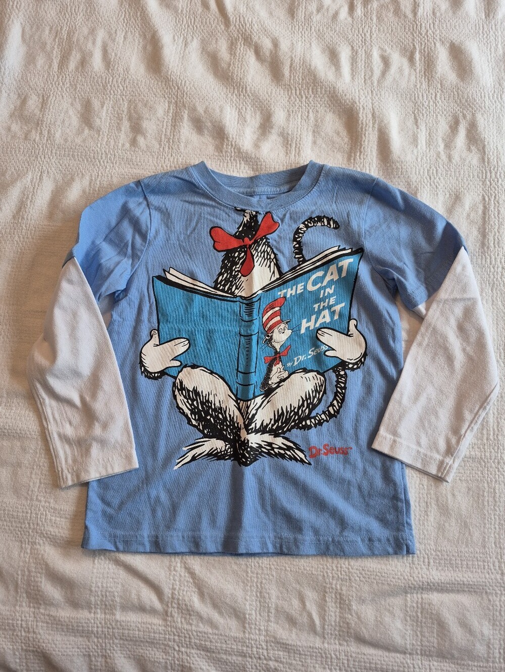 Dr Seuss unisex boys or girls 5T long sleeve shirt lt blue & white VGUC